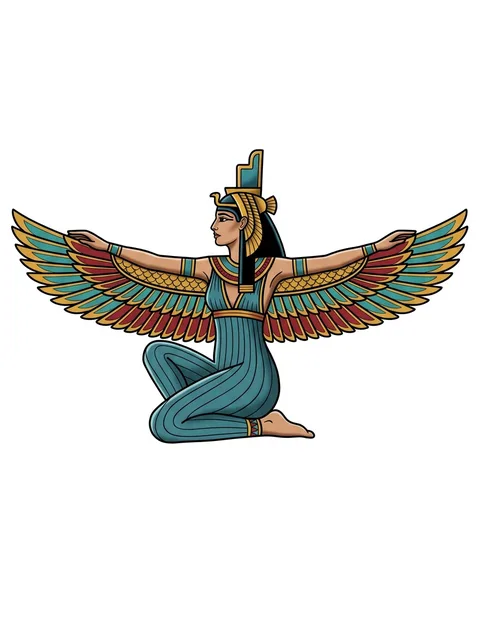Color neo traditional egyptian and isis tattoo design