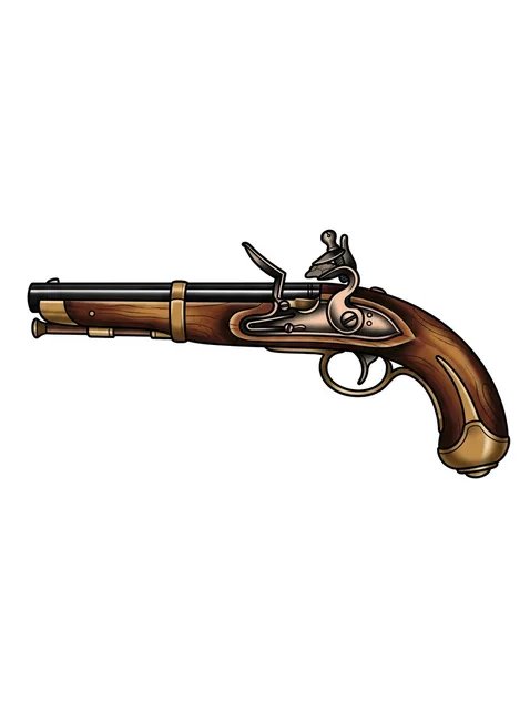 Color neo traditional gun tattoo design