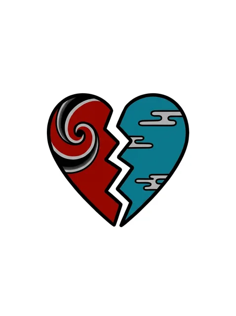 Color neo traditional heart and cloud tattoo design