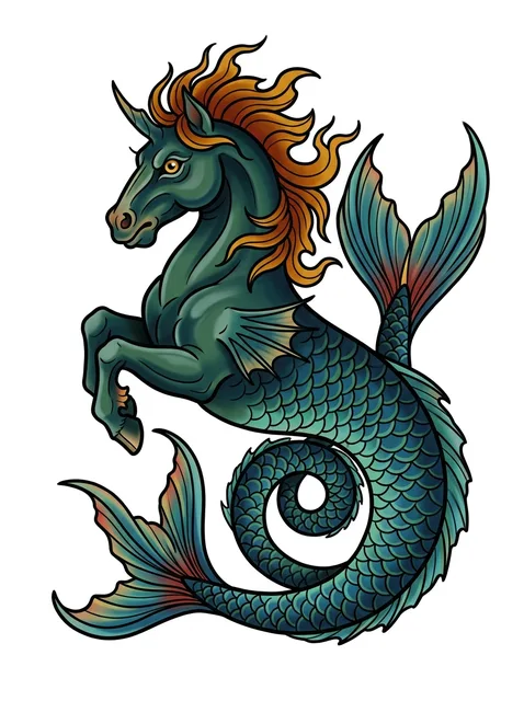 Color neo traditional horse tattoo design