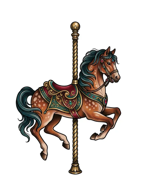 Color neo traditional horse tattoo design