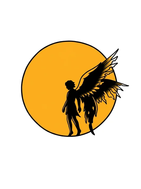 Color neo traditional icarus and angel wings tattoo design