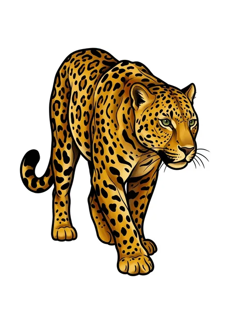 Color neo traditional leopard tattoo design