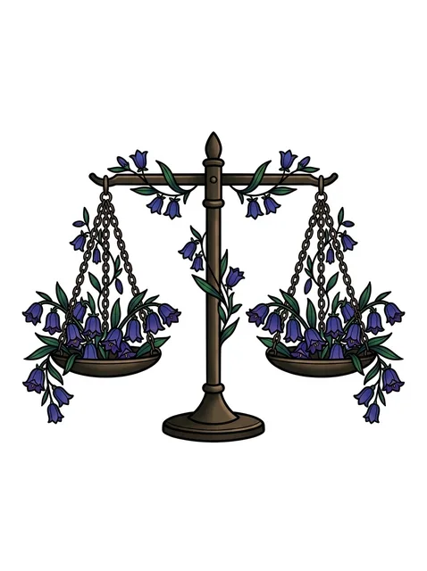 Color neo traditional libra and flower tattoo design