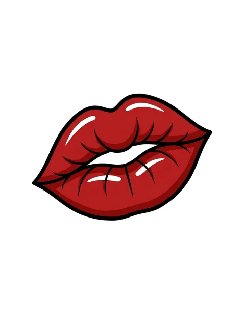 Tattoo-Vorlage mit Lippen, Stil: Neo Traditional, in Farbe