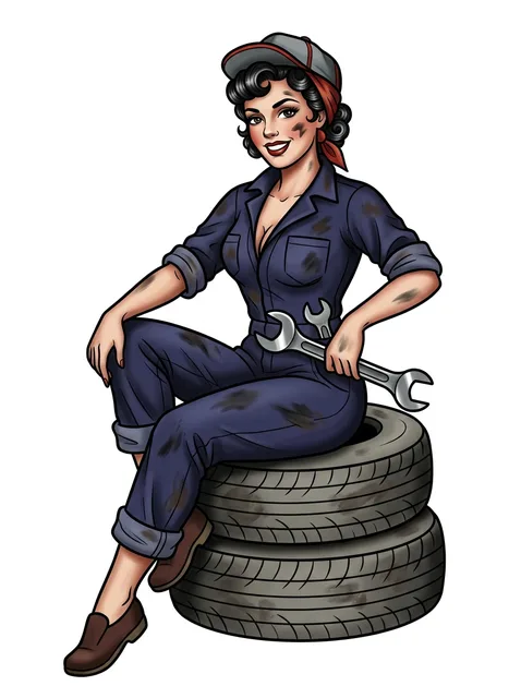 Color neo traditional pin up tattoo design