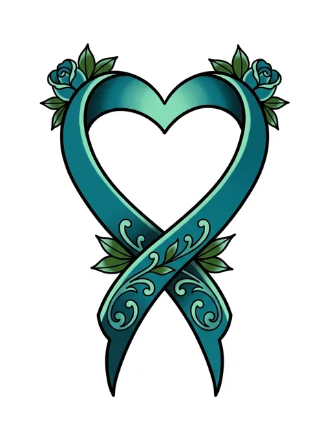 Color neo traditional ribbon and rose tattoo design