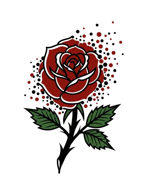 Color neo traditional rose tattoo design