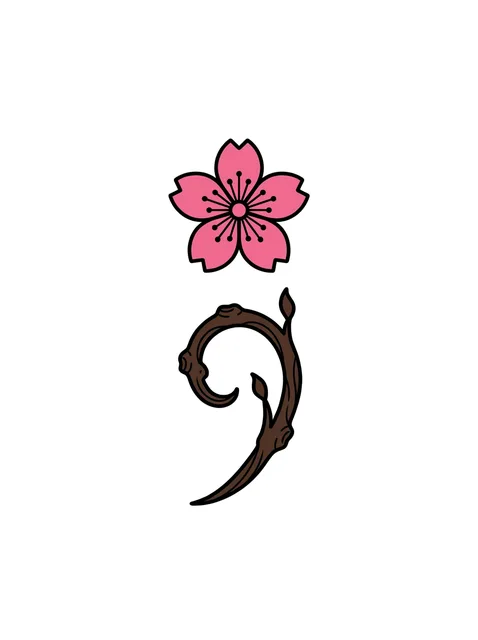 Color neo traditional semicolon and cherry blossom tattoo design