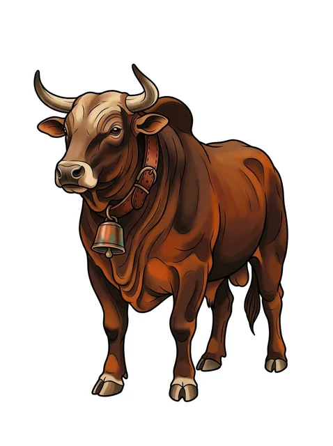 Tattoo-Vorlage mit einem Stier und dem Sternzeichen Stier, Stil: Neo Traditional, in Farbe