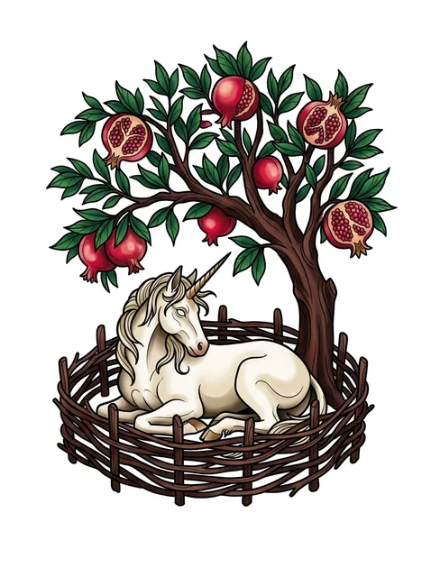 Color neo traditional unicorn and tree tattoo design
