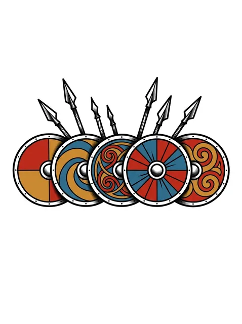 Color neo traditional viking tattoo design