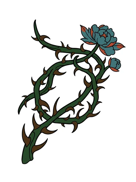 Color neo traditional vine and flower tattoo design