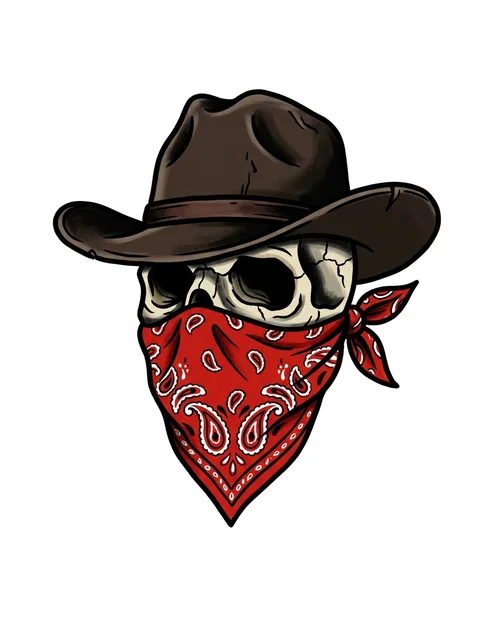 Color neo traditional western and skull tattoo design