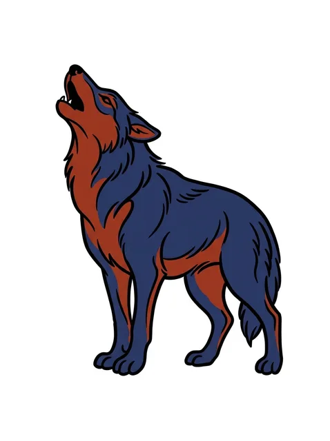 Color neo traditional wolf tattoo design: a howling wolf
