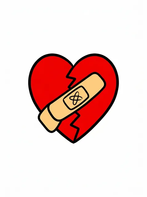Color new school broken heart tattoo design