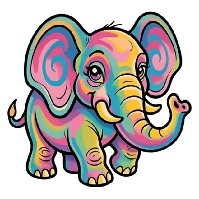 Color new school elephant tattoo design: a cute baby elephant