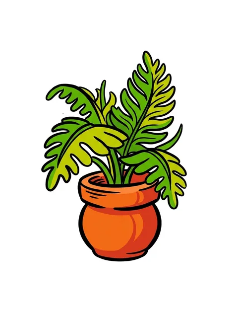 Color new school fern tattoo design