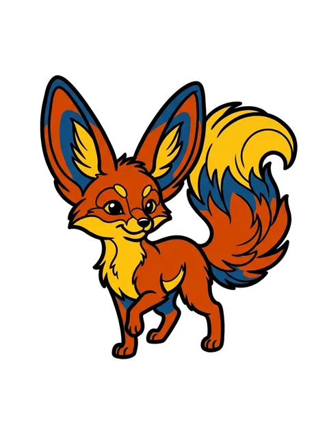 Color new school fox tattoo design