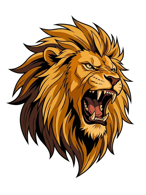 Color new school lion tattoo design
