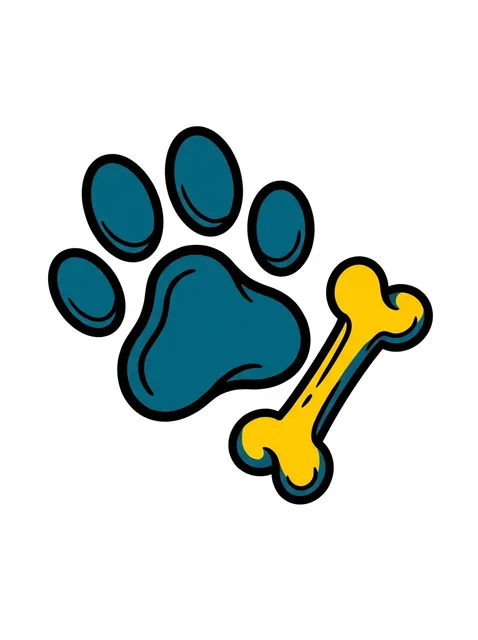 Color new school paw tattoo design