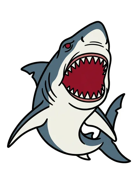 Color new school shark tattoo design