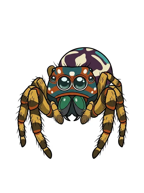 Color new school spider tattoo design: a cute, stylized spider
