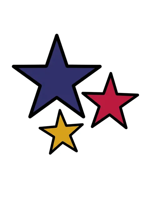 Color new school star tattoo design: three stars of varying sizes