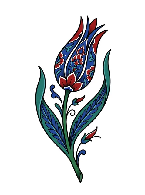 Color ornamental tulip tattoo design