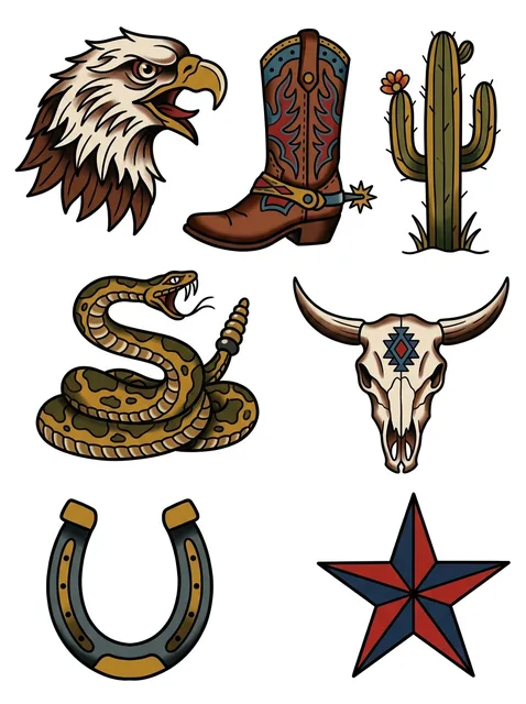 Color patchwork eagle and snake tattoo design