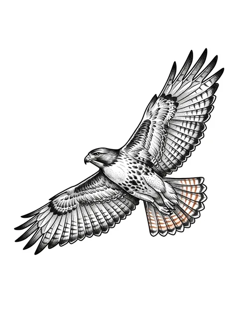 Color realism hawk tattoo design