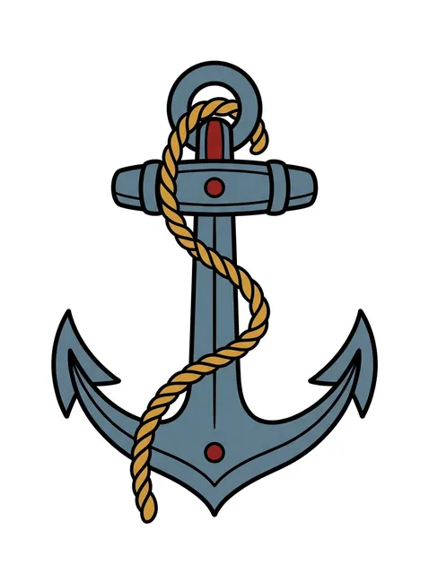 Color traditional anchor tattoo design