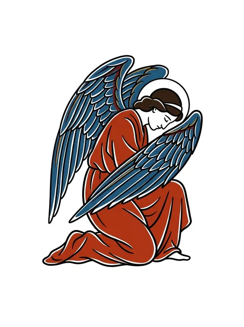 Color traditional angel tattoo design