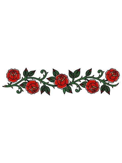 Color traditional armband and rose tattoo design