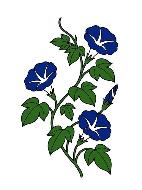 Color traditional birth flower and morning glory tattoo design