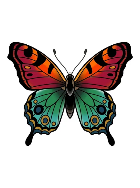Color traditional butterfly tattoo design