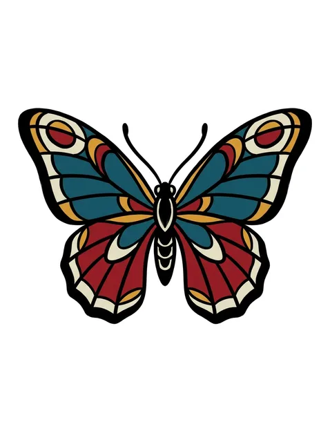 Color traditional butterfly tattoo design