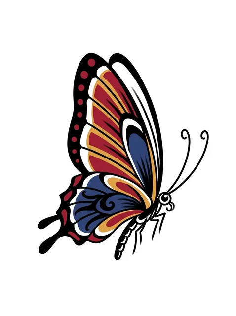 Color traditional butterfly tattoo design