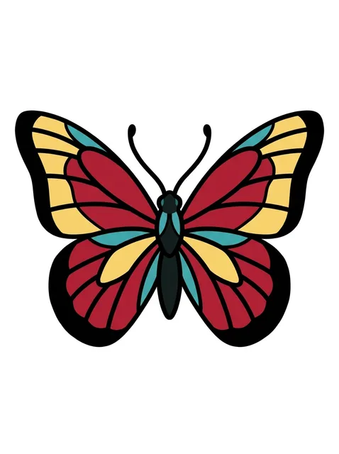 traditional Butterfly tattoo design, in colour