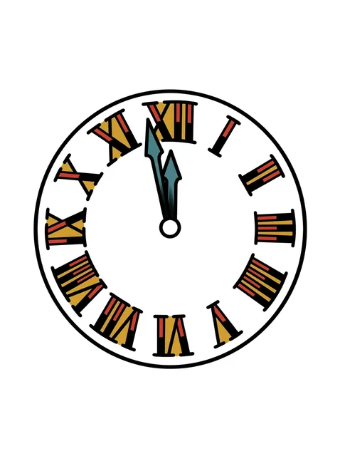 Color traditional clock tattoo design: a clock face with Roman numerals