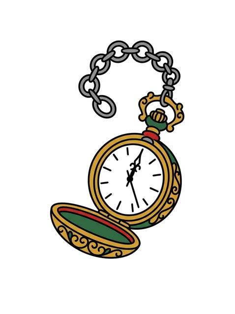 Color traditional clock tattoo design