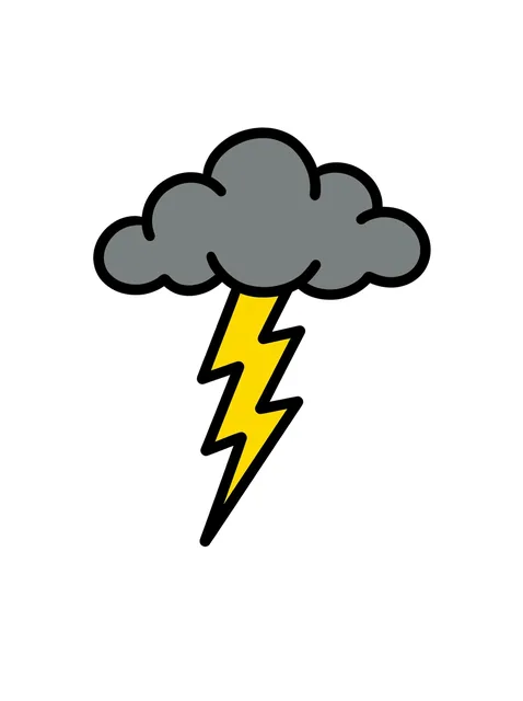 Color traditional cloud and lightning tattoo design