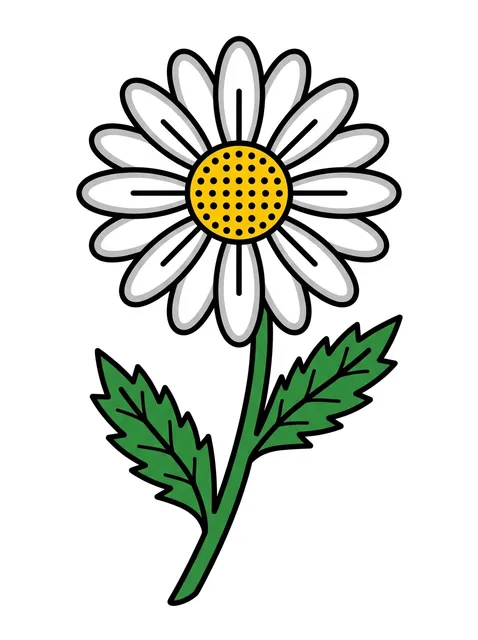 Color traditional daisy tattoo design