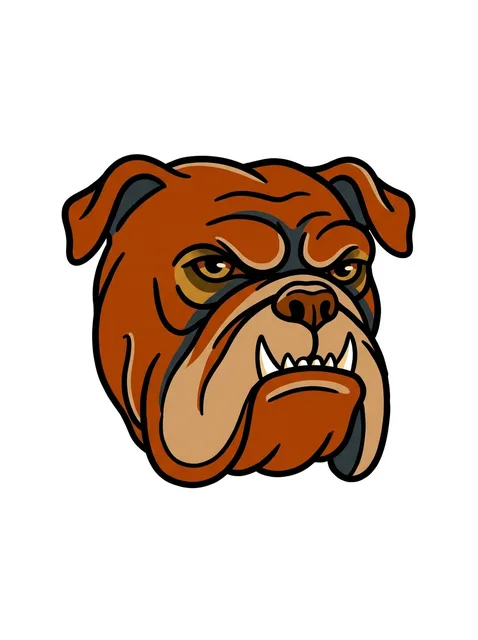 Color traditional dog tattoo design: the head of a bulldog