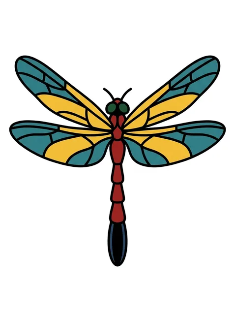 Color traditional dragonfly tattoo design