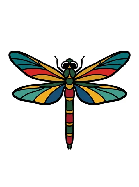 traditional Dragonfly tattoo design, in colour