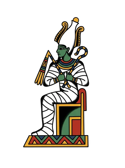 Color traditional egyptian and osiris tattoo design
