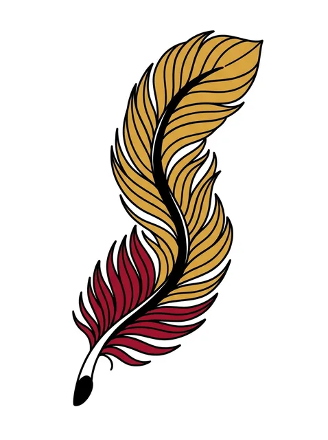 Color traditional feather tattoo design
