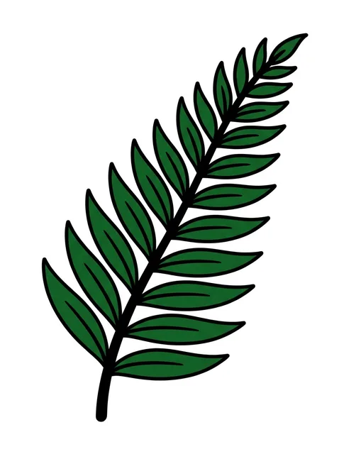 Color traditional fern tattoo design