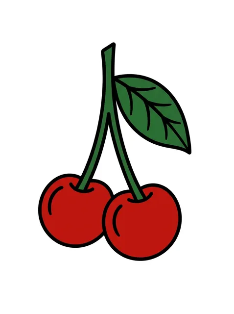 Color traditional filler and cherry tattoo design